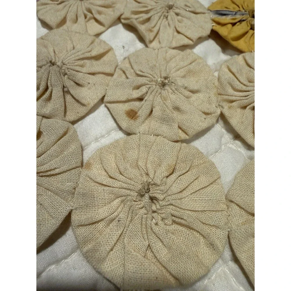 Antique Yo Yo Quilt Diamond Pattern Large Queen/small King 92” X 96” Scalloped